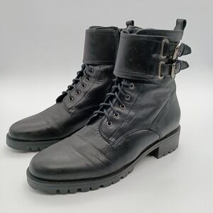 Clarks Orinoco 2 Style Black Leather Lace Up Buckle Zip Combat Boots Womens 7.5